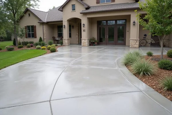 After photo showing clean, sealed concrete driveway restored to like-new condition