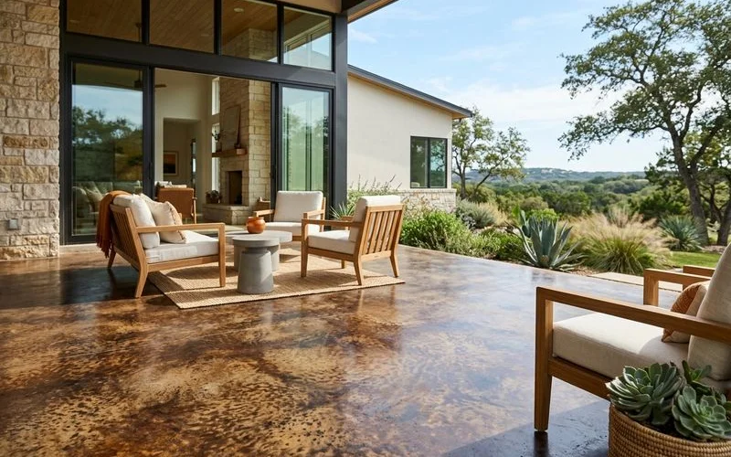 Stained patio rich color