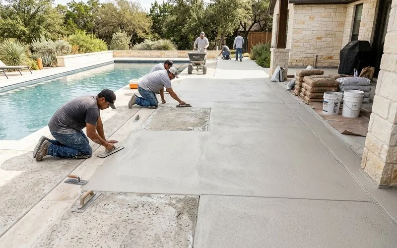 Full pool deck resurfacing process