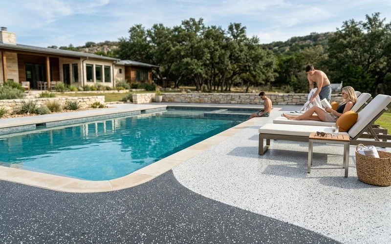 Pool deck — years later, still pristine
