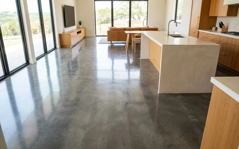 Polished concrete in upscale Austin home