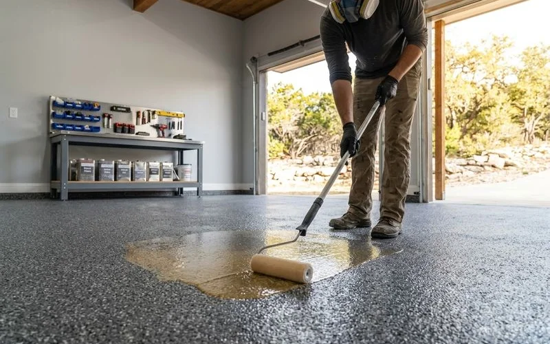 Polyaspartic over flake epoxy