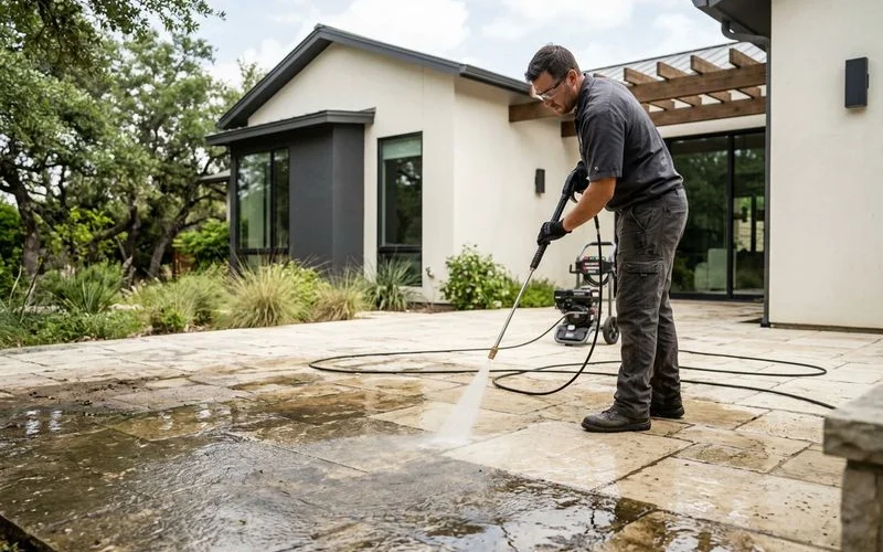 Pressure washing before reseal