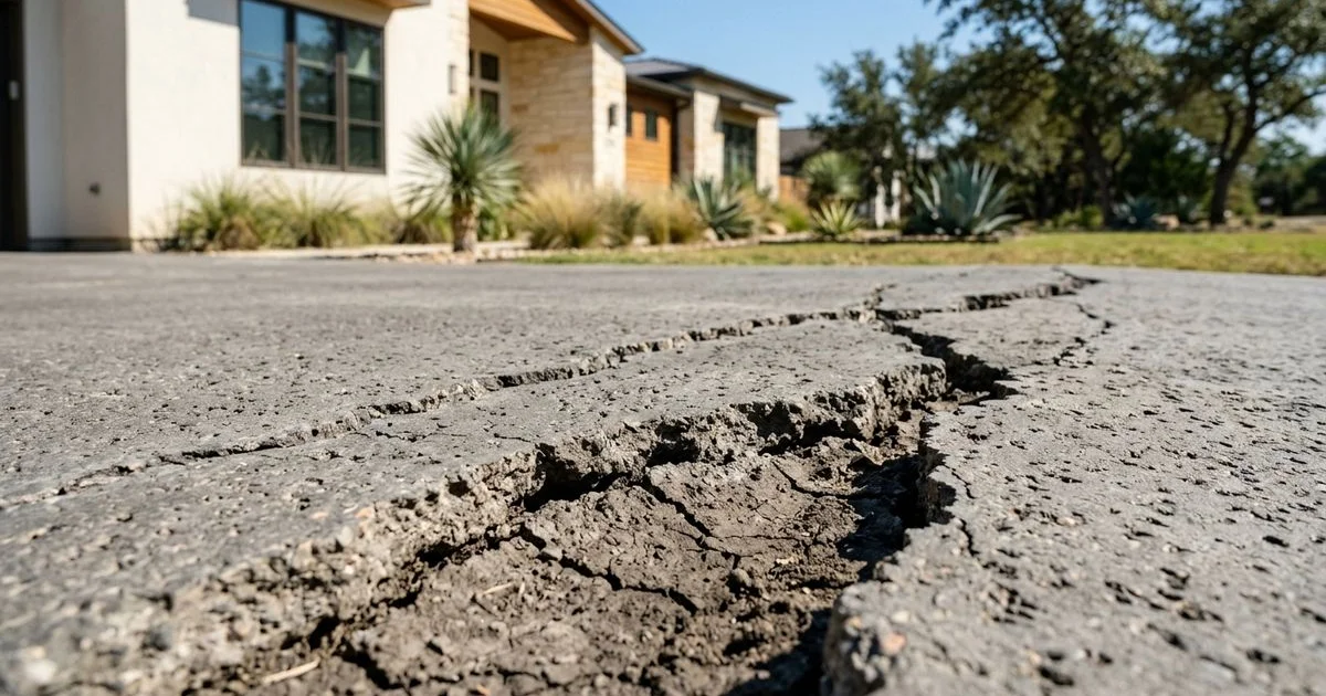 Central Texas expansive clay soil cracking an Austin driveway