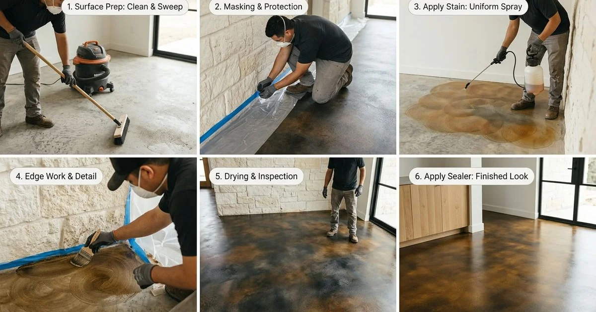 Concrete staining process — step by step