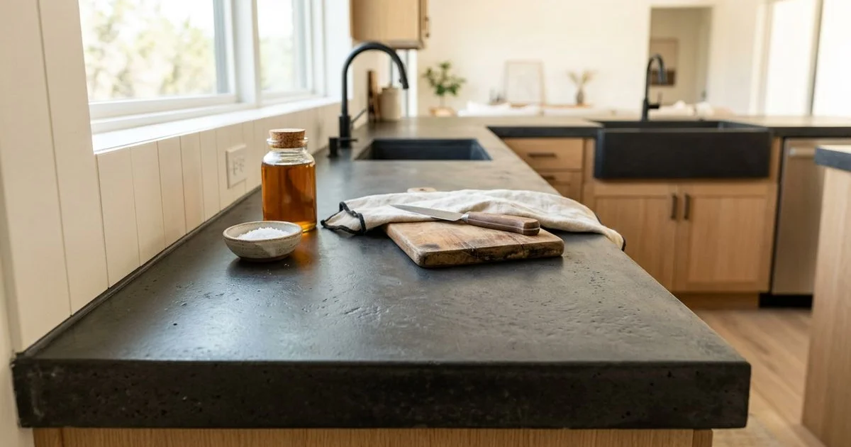 Custom concrete countertop with food-safe sealer
