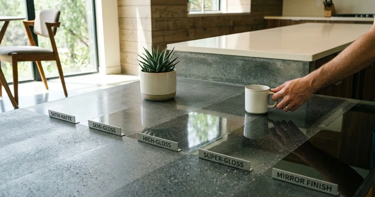 Polished concrete gloss level comparison