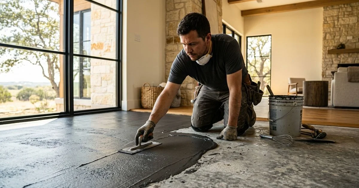 Micro-topping troweled at 1/8 inch over existing slab