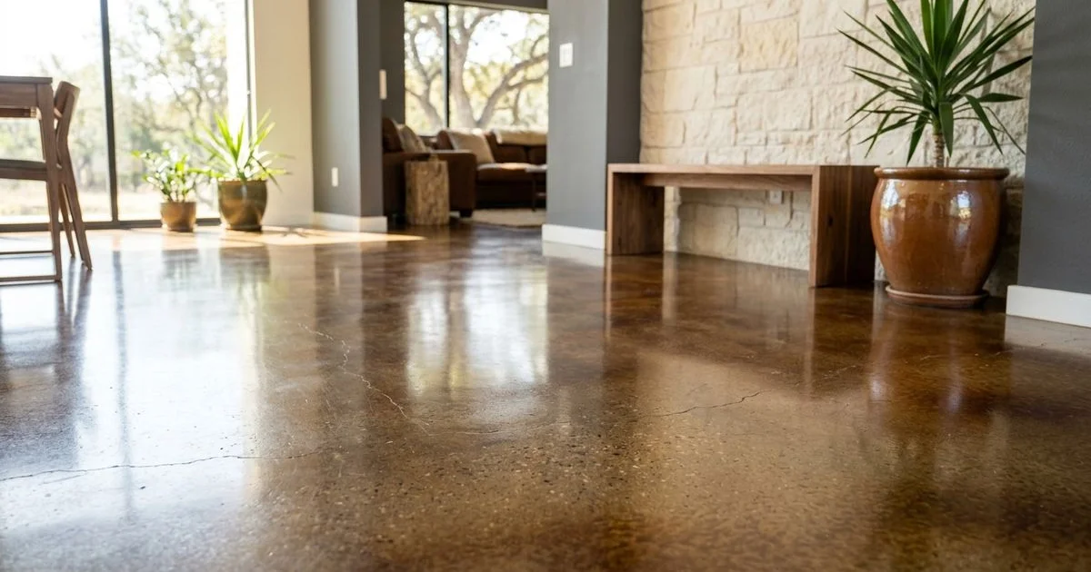 Polished and stained concrete combination