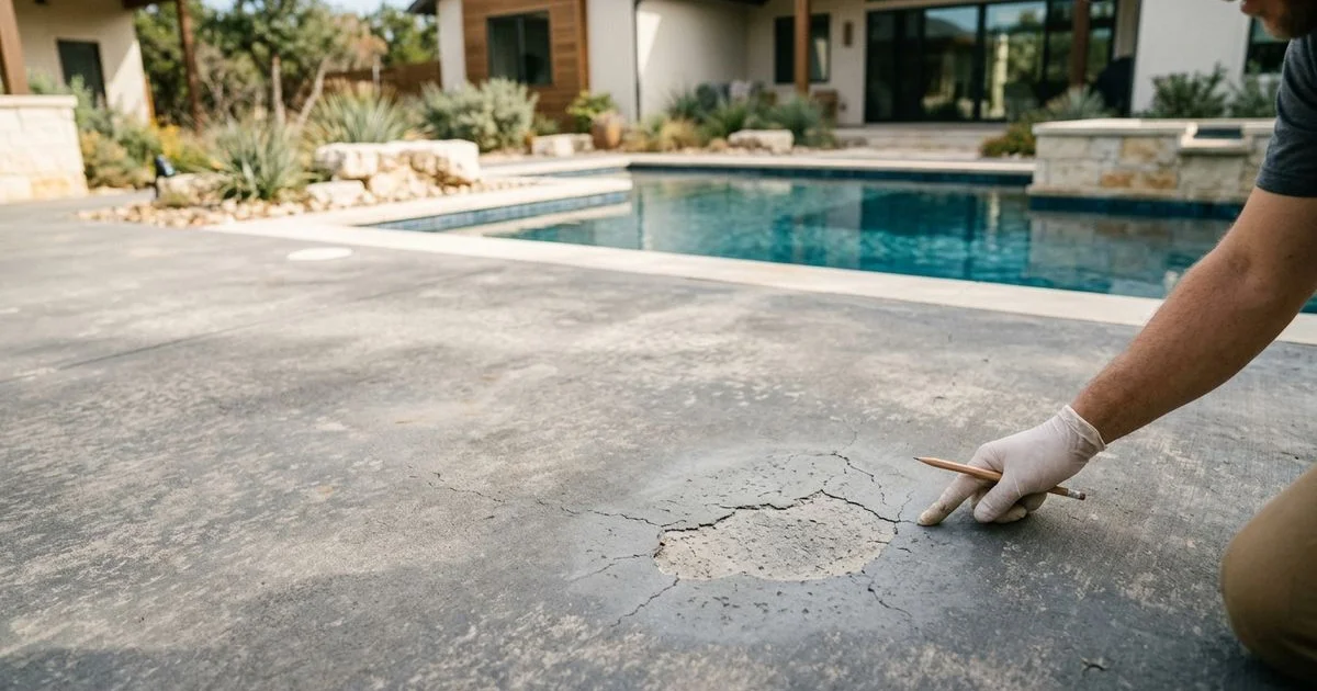 Pool deck evaluation — repair versus full resurfacing