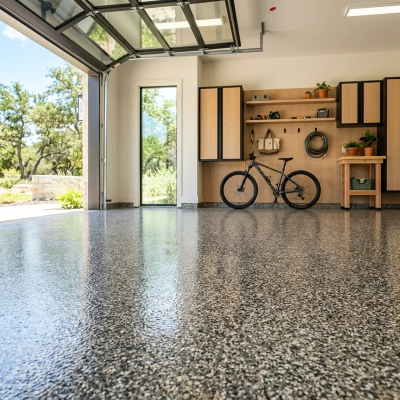 After — full-broadcast flake floor with custom color blend