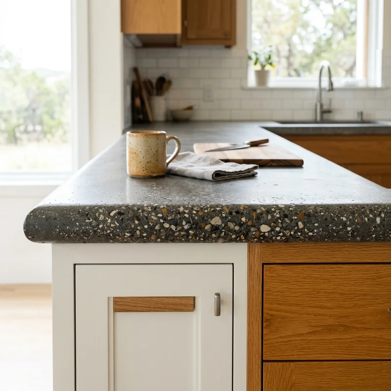 Bullnose edge profile with decorative aggregate