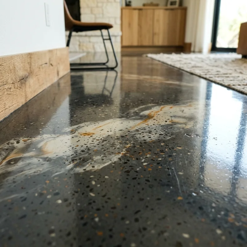 Close-up detail of poured epoxy gloss