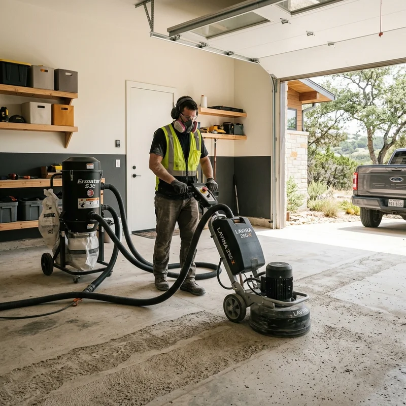 Diamond-grinding prep with HEPA dust containment