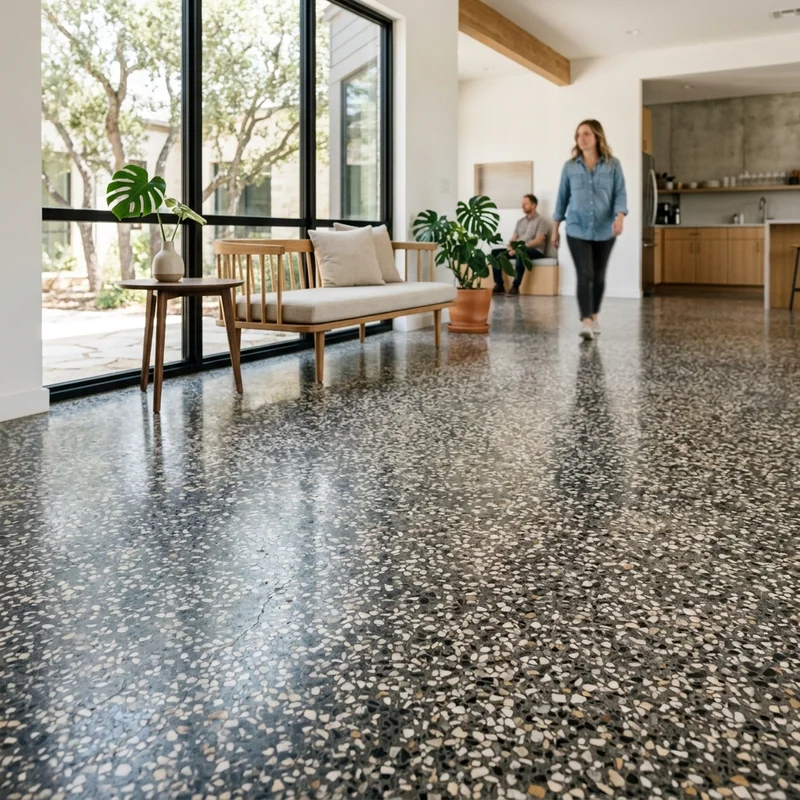 Epoxy terrazzo floor with custom aggregate