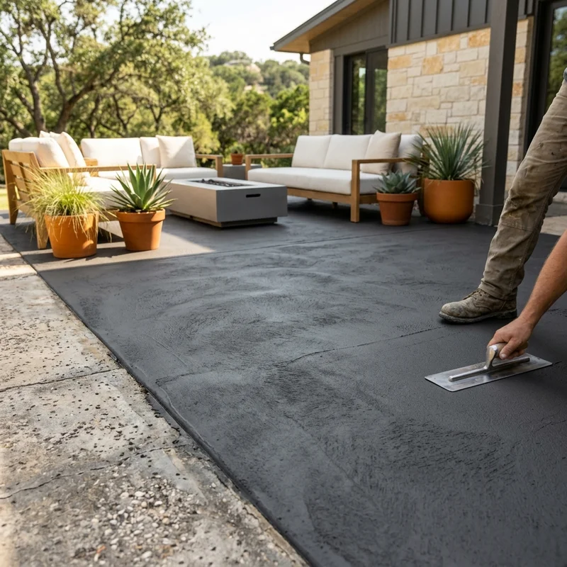 Exterior overlay with refined troweled texture