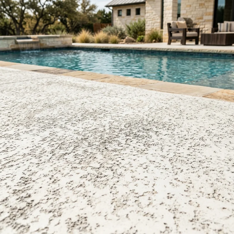 Knockdown cool-deck texture detail with UV-stable sealer