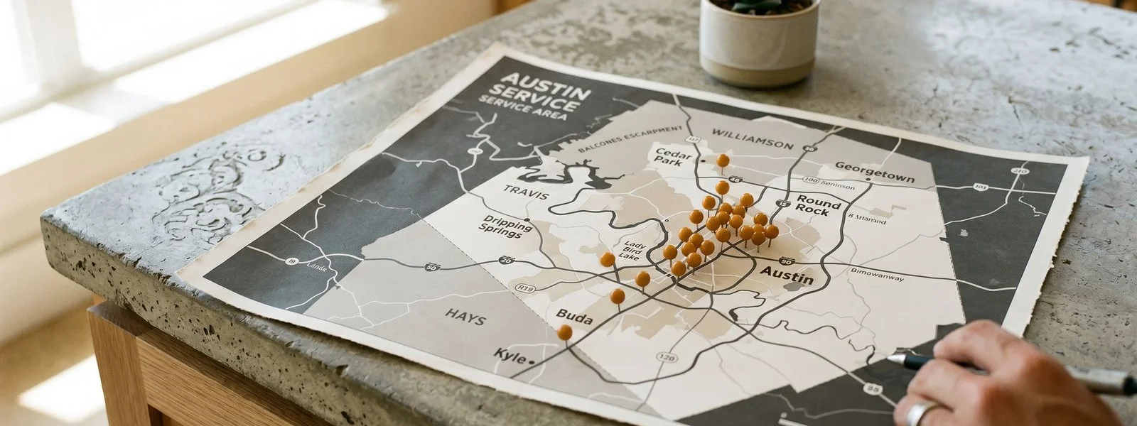 Map of Austin metro service area