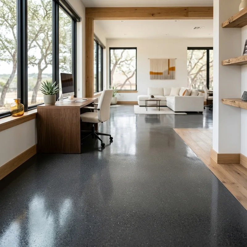 Office space with brand-aligned epoxy finish