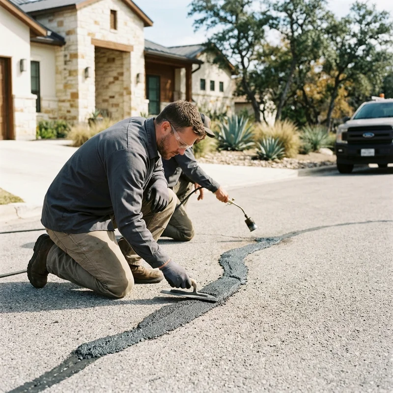 Polymer-modified patch in routed cracks