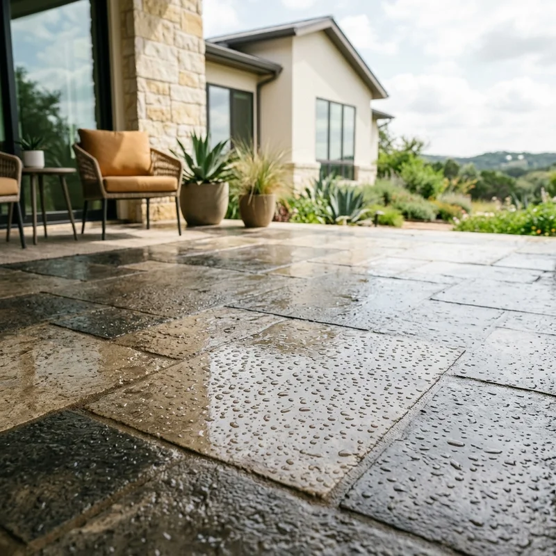 Sealed patio with stain and moisture protection