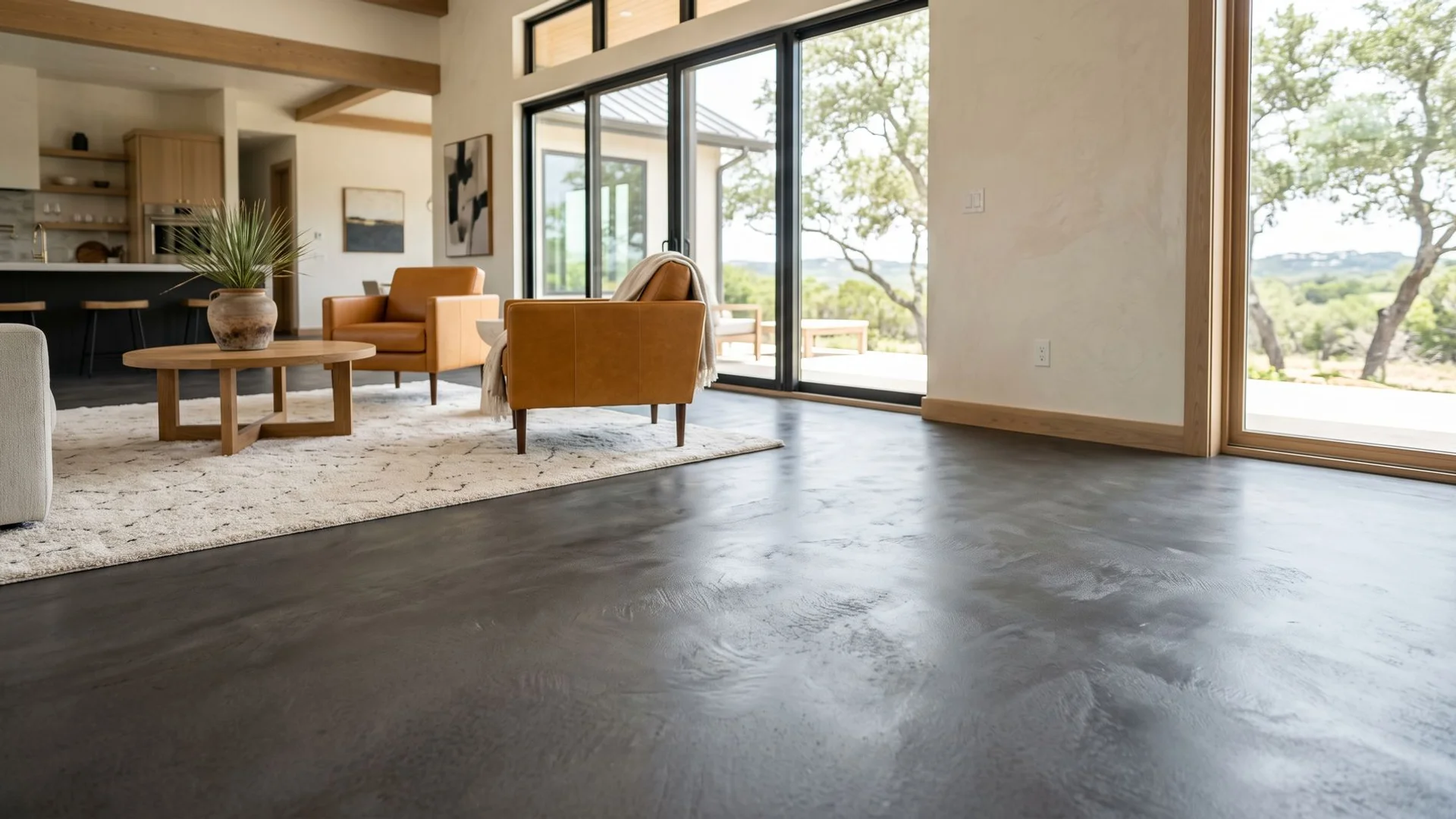 Smooth troweled micro-topping over existing concrete