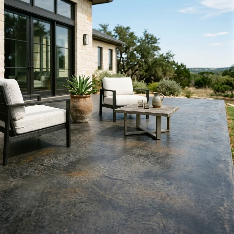 Stained and sealed patio with UV-stable finish
