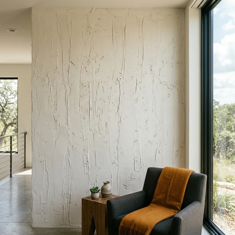Vertical overlay textured wall finish